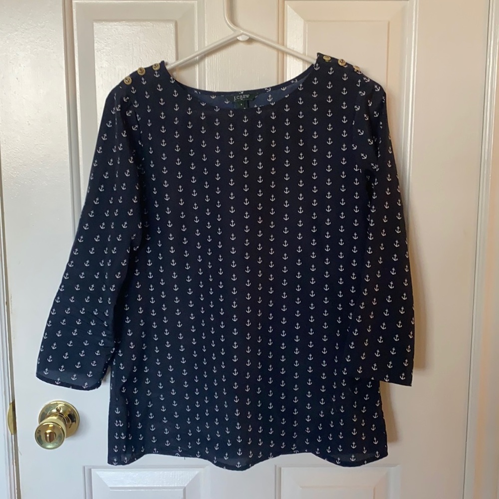 J Crew Anchor Print Top Size Small